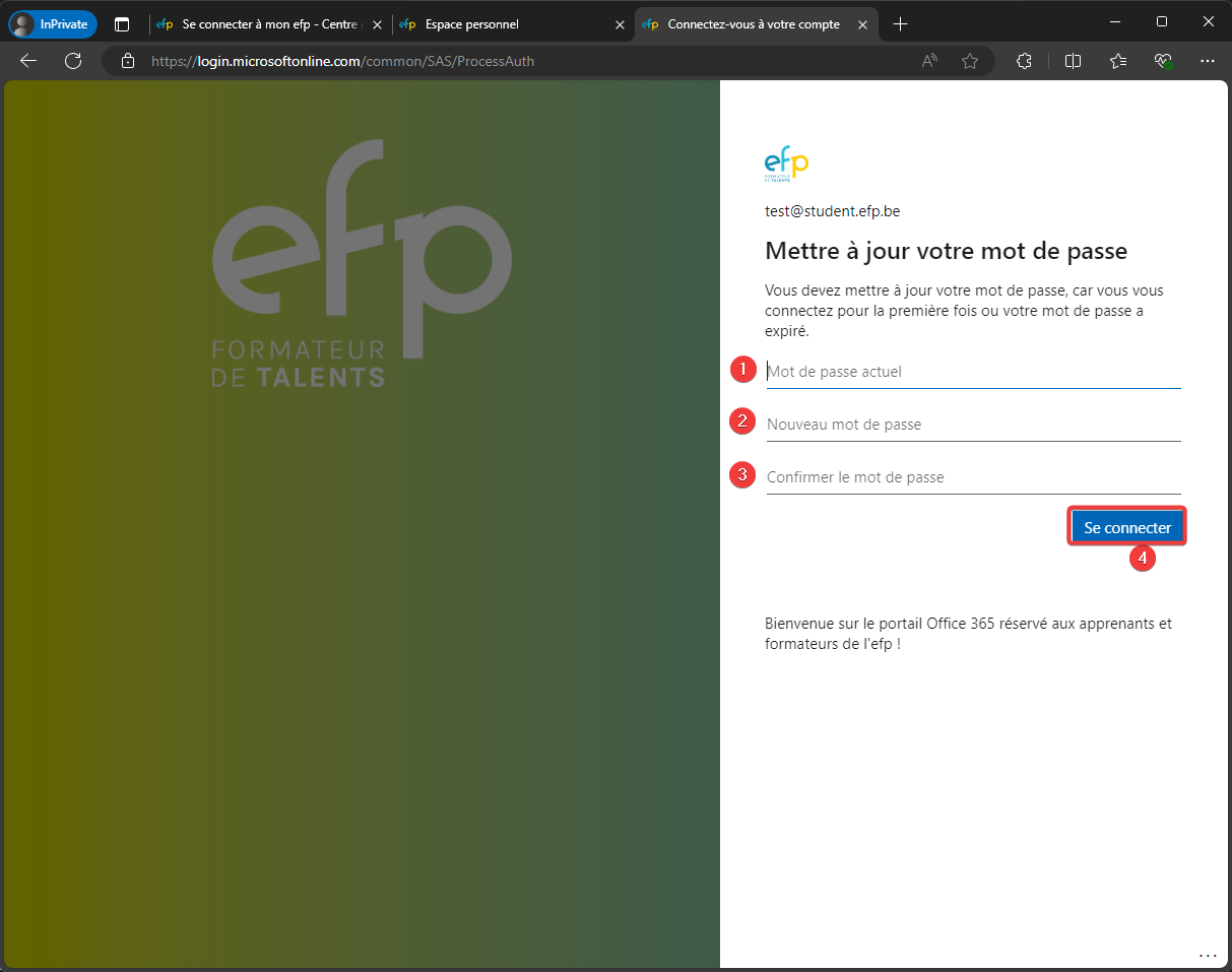 Mettre à jour le mot de passe