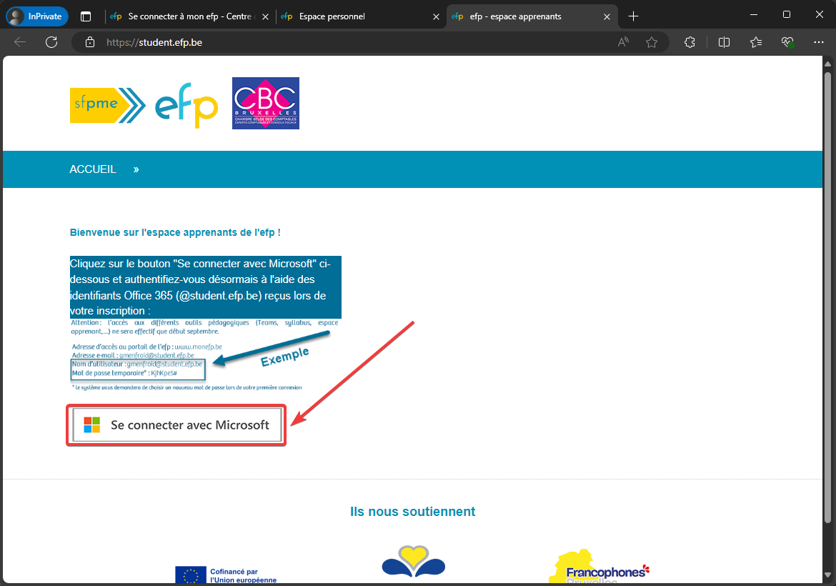 Se connecter avec Microsoft